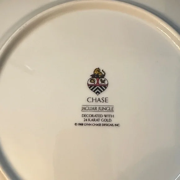 3 pc Lynn Chase Jaguar Jungle Plates with 24K Gold Detailing 8” - Picture 2 of 4